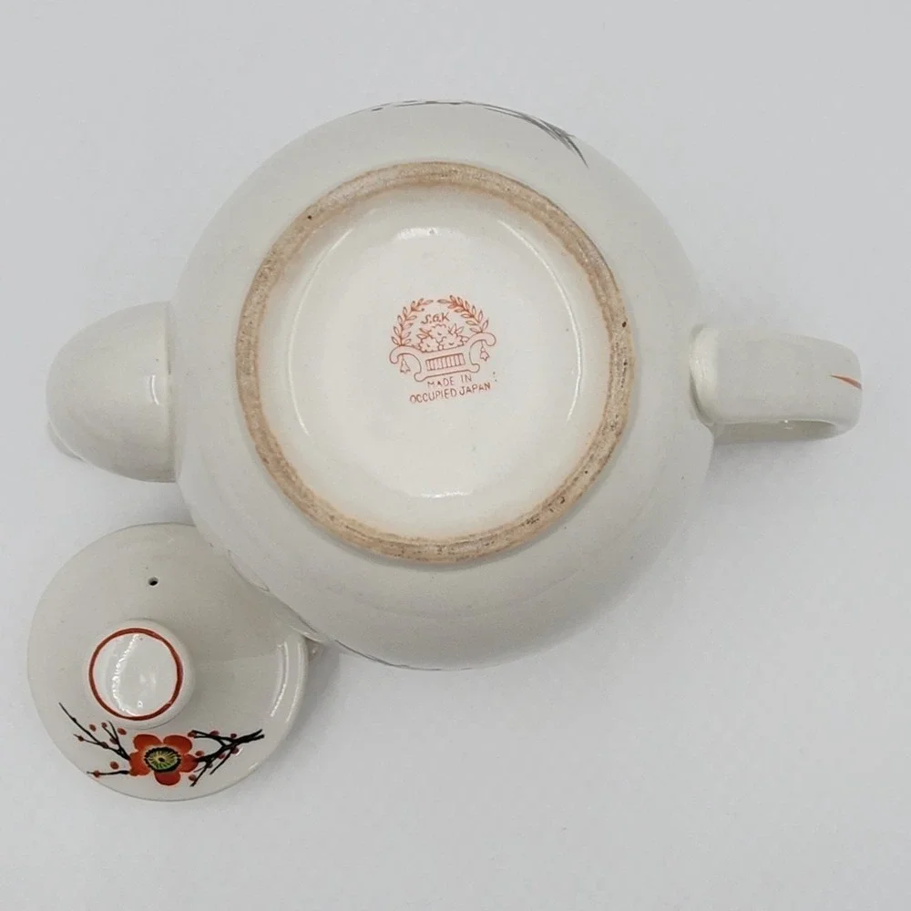 Occupied Japan Cherry Blossom Teapot SGK Art Deco Hand Painted Beautiful
